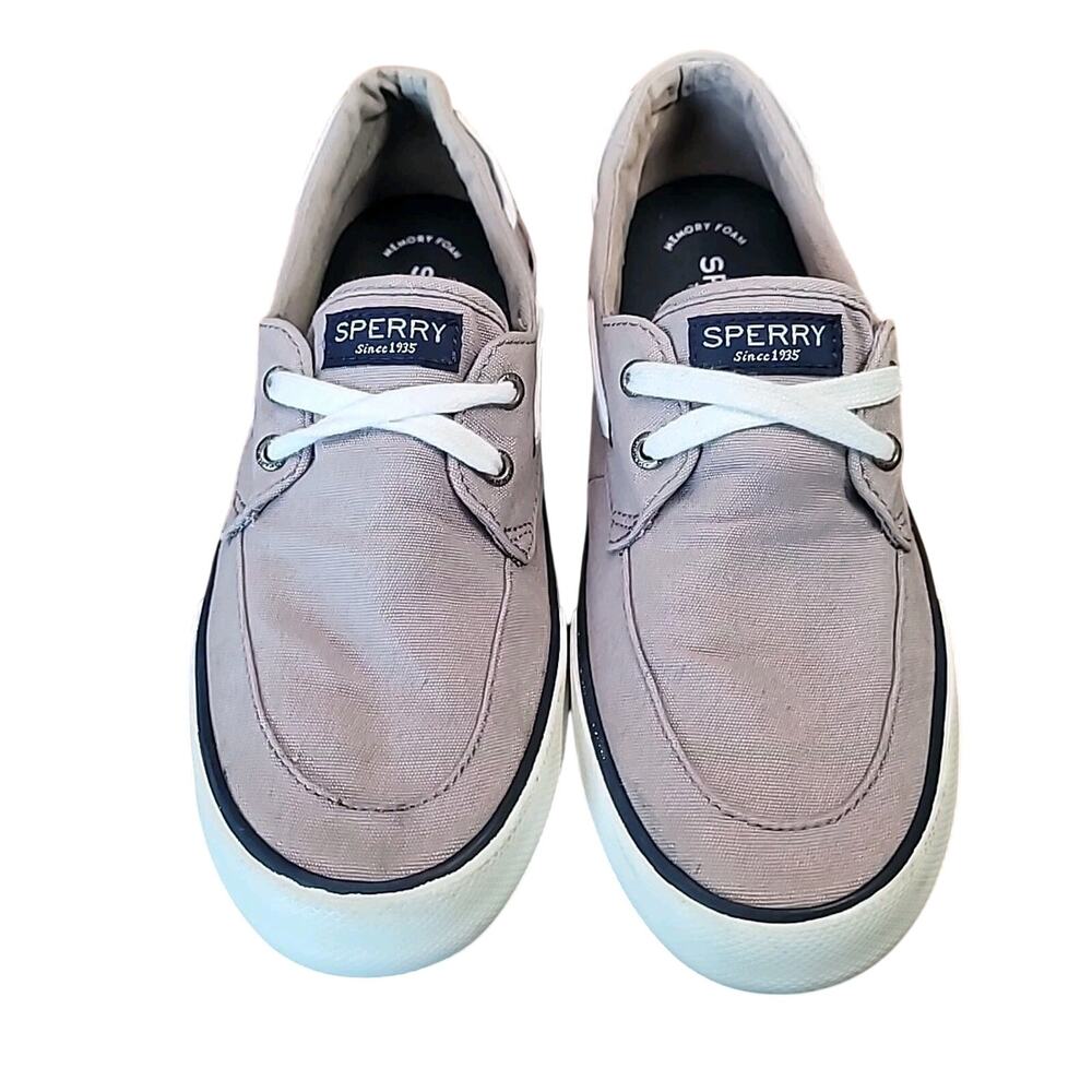 Sperry Top Sider Pier Boat Shoes Gray Canvas Women 8.5
